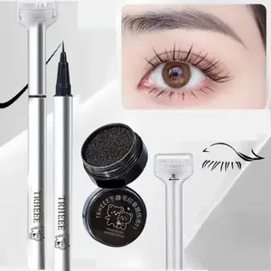 2 in 1 Eyeliner & Eyelash Stamp, 1 Count Waterproof Long Lasting Eyeliner Pen with Eyelash Stamp, Easy To Apply for Eye Makeup, Professional Daily Makeup Accessories, Cosmetic