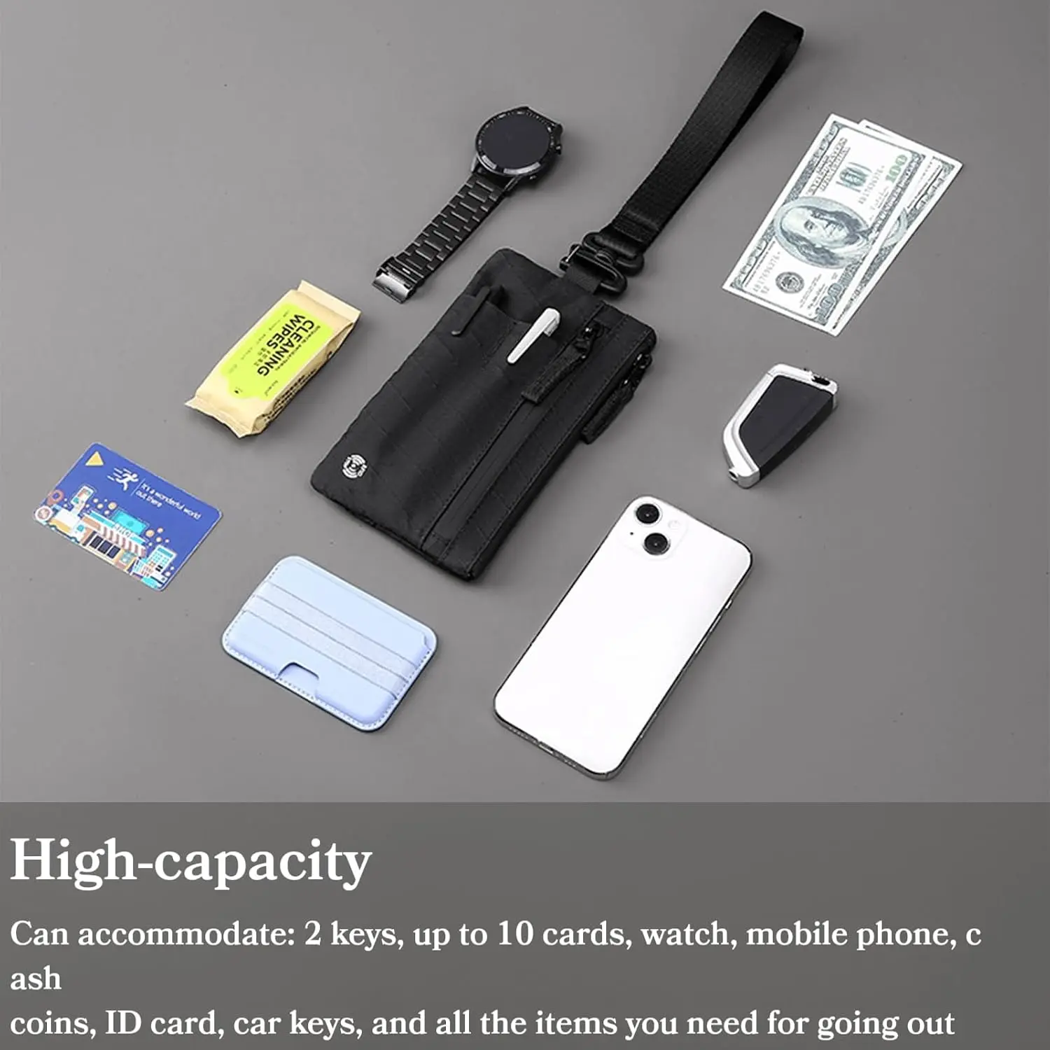 RFID anti-theft card wallet, coin purse, travel document passport holder, multi-function key wallet