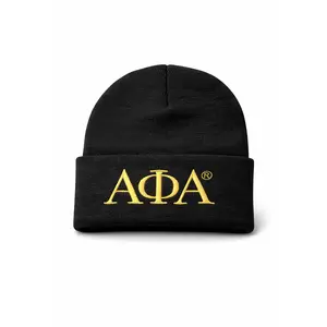 Alpha Phi Alpha Embroidered Black Knit Beanie