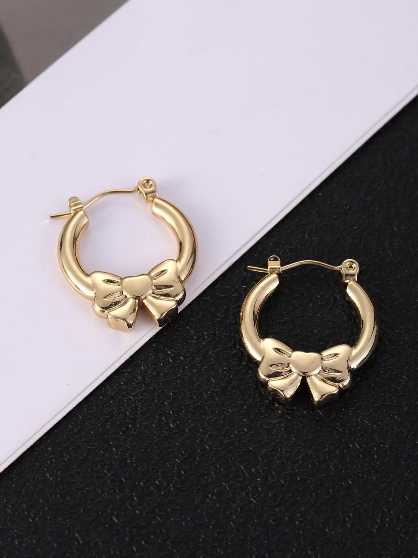Elegant Bow Design Hoop Earrings for Gift, Cute Casual Titanium Steel Ear Piercing Jewelry for Women, Simple Daily Use Fashion Accessories for Club, Party, Fashionable High Quality Earrings