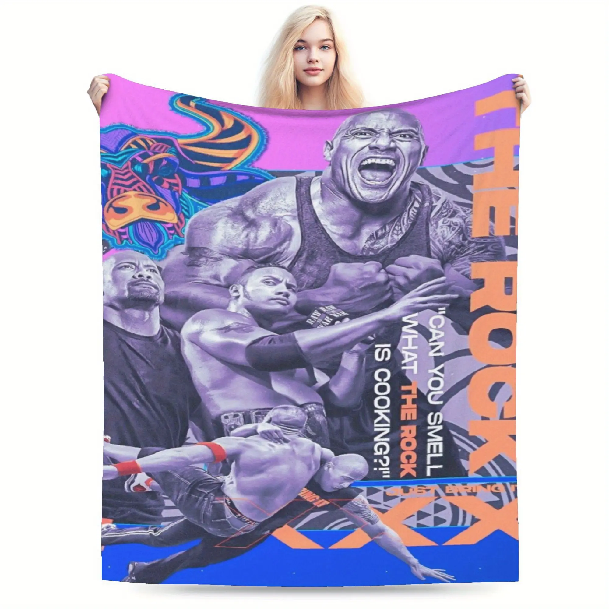Dwayne Johnson Scream theme printed flannel blanket, comfortable and soft, suitable for sofa, car, office, four seasons use, holiday gift