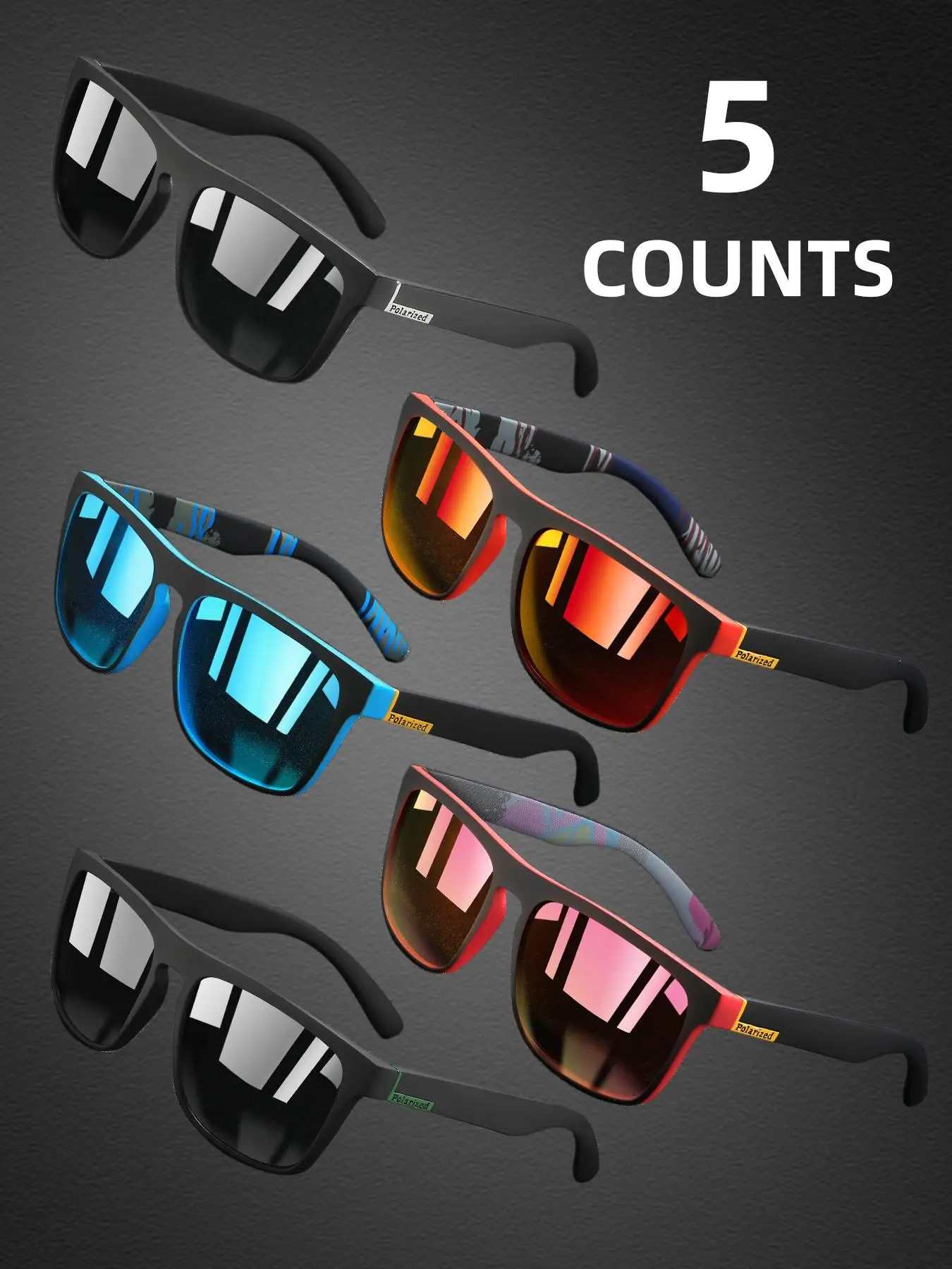 Unisex Sporty Polarized Sunglasses, Trendy Casual Square Frame Sunglasses for Everyday Use, Fashion Accessories for Outdoor Activities, Sunglasses for