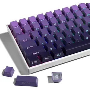 XVX Side Print Keycaps, Shine Through Double Shot PBT Keycaps, Custom Key caps 60 65 75 100 Percent, Gradient Purple 136  Set, OEM Profile, Minimalist Style for Cherry Gateron MX Switches Keyboard