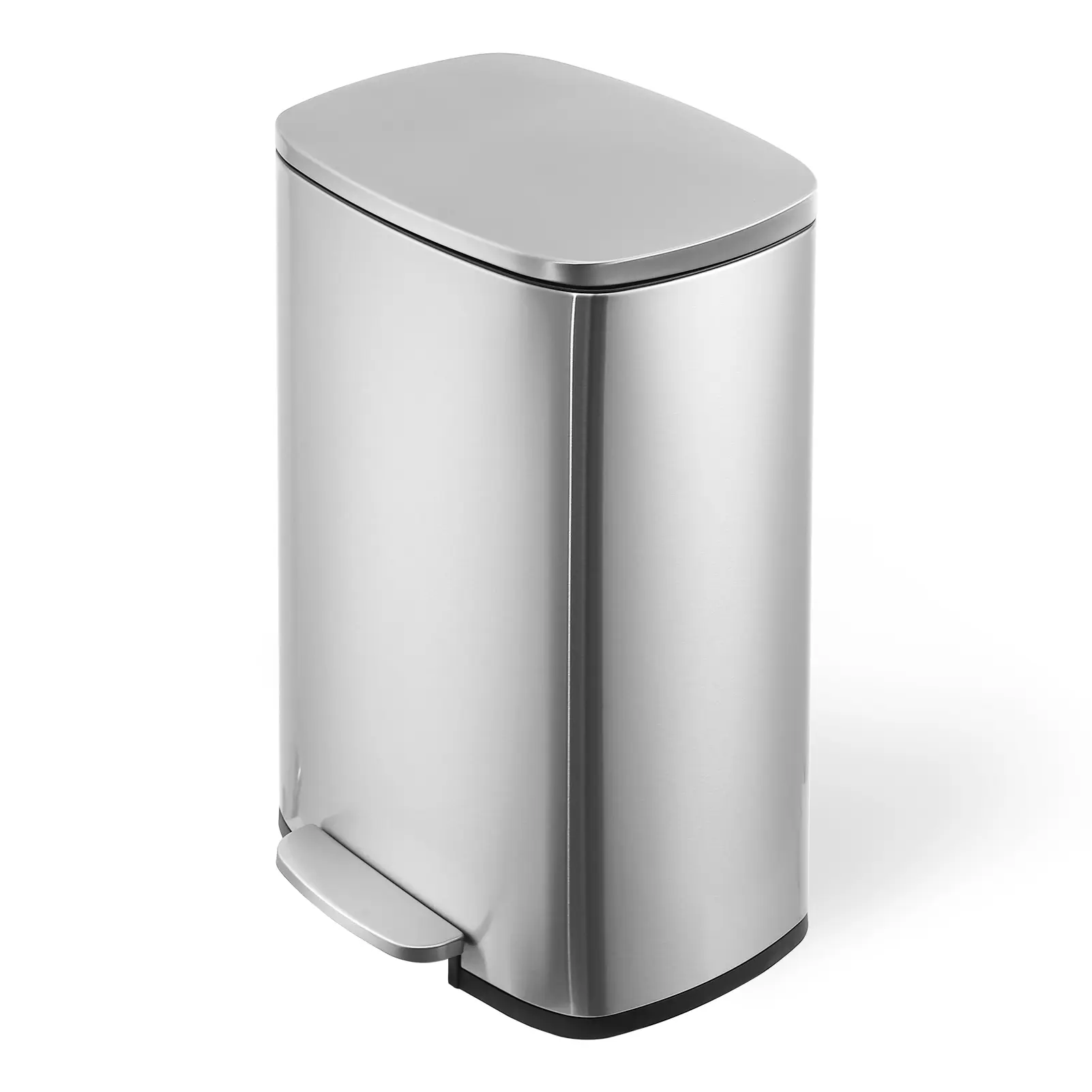 Rectangular Kitchen Garbage Can – 13 Gal / 50 Liter Stainless Steel Step Trash Can with Removable Bucket & Soft Close Lid, Hands Free Waste Container Recycle Bin for Home Office