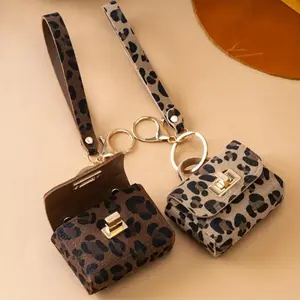 Women's Trendy Leopard Print PU Leather Keychain with Coin Purse, Stylish Bag Charm Pendant for Keys & Daily Wear