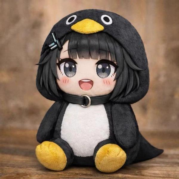 23cm Kawaii Stuffed Penguin Plush - Super Soft Fluffy, Anime Girl Design, Soft Fabric, Fluffy Texture, Cute Look, Cuddly Kawaii Doll, Ideal for Girls' Gifts, Anime Themed Room Decor Collectibles