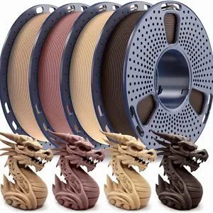 250G*4 Sunlu Wood PLA Filament Beginner Bundle, SUNLU 3D Printer PLA Wood Filament Neatly Wound, Individually Vacuum Packed, 1.75Mm 250G Spool, 4 Rolls, Walnut+Logs+Cherry+Maple
