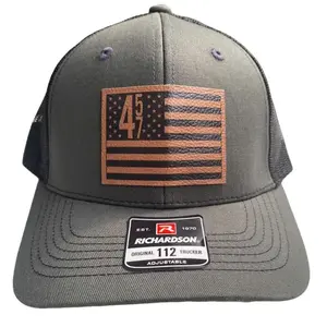 45 47 Flag Leather Patch Hat – USA Patriotic Trucker Cap, Adjustable Snapback Hat, American Flag Style Cap, Perfect Gift for USA Lovers, Veterans, Patriotic Style