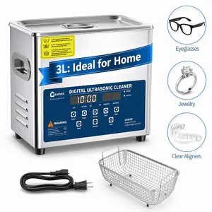 Professional Ultrasonic Cleaner with Digital Timer & Heater, 3L/6L Heavy Duty Stainless Steel Jewelry Cleaning Machine for Glasses, Watches & Retainers