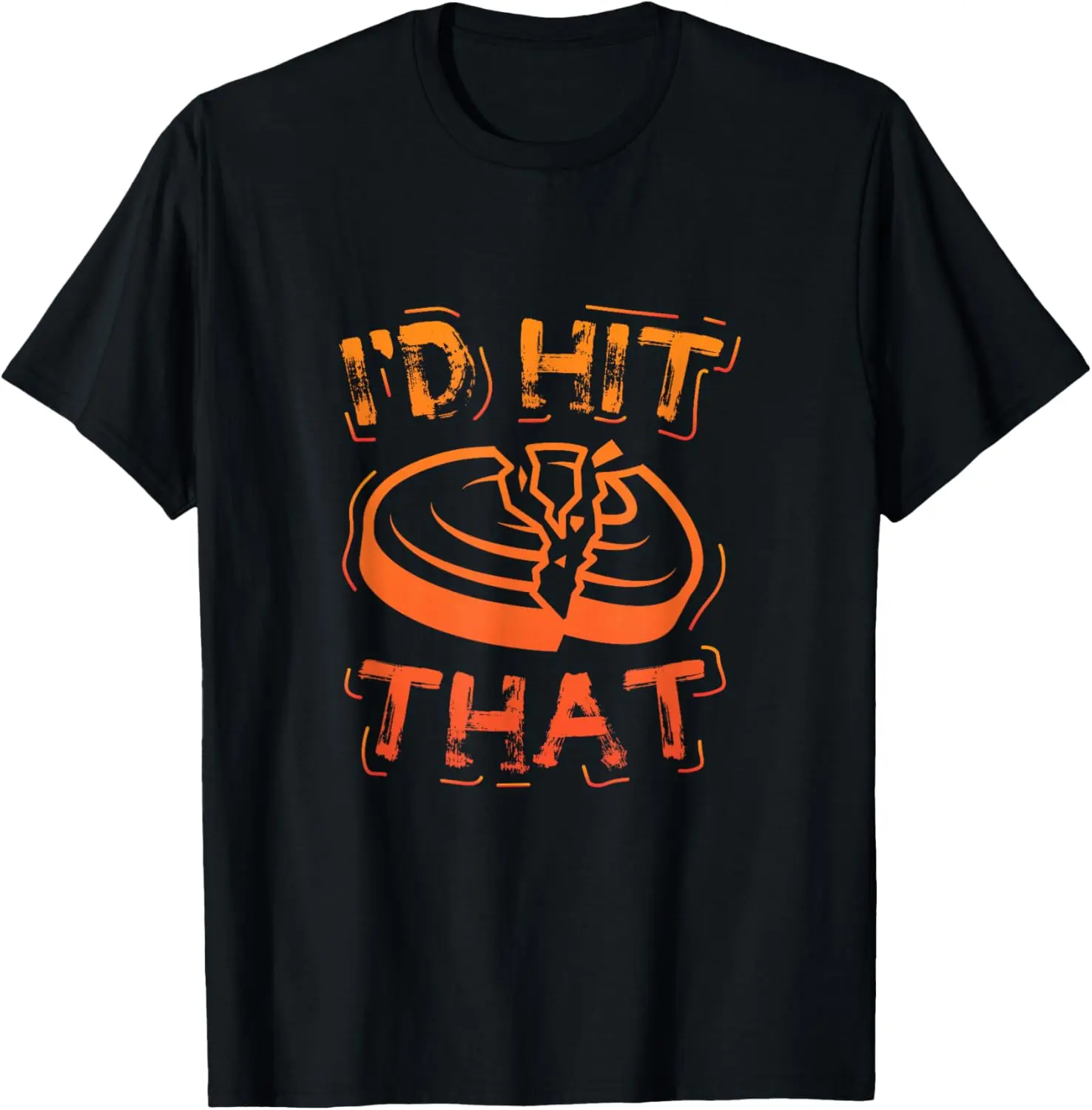 Women's Funny Graphic T-Shirt, 'I'd Hit That' Clay Shooting Design, Casual Distressed 100% Cotton Short Sleeve Everyday Top, Tshirt