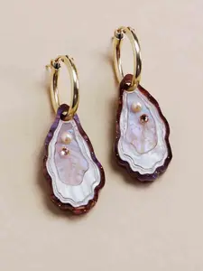 French Vintage Shell Faux Pearl Fashionable Earrings, Creative Women's Fashion Party Jewelry, Unique Gift for Holiday