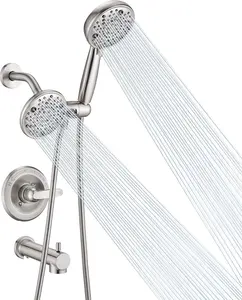 Replacement Faucet Shower Trim Kit for Delta 1300/1400 & 13/14 Series, Tub Shower Faucet Set, High  Dual Shower  Combo - Brushed Nickel (Valve/ Not Included)