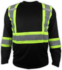 High Visibility Black Safety long sleeve shirt with X pattern on Back / reflective black safety shirt ( SEE SIZE INFORMATION ON Description)