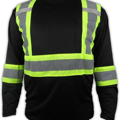High Visibility Black Safety long sleeve shirt with X pattern on Back / reflective black safety shirt ( SEE SIZE INFORMATION ON Description)