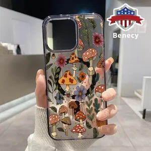 Magnetic Phone Case Supports Wireless Charging for iPhone 15 16 14 Pro Max 13 12 11 XR XS Plus E Nature's Delight Pattern Shockproof Soft Silicone Transparent Cover Cellphone Protective