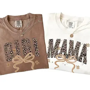 Comfort Colors Leopard Grandma Mama TShirt , Mimi Nana Gigi Short Sleeve Tshirt Mothers Day Tee ,Custom Mama Shirt- DarkFlex
