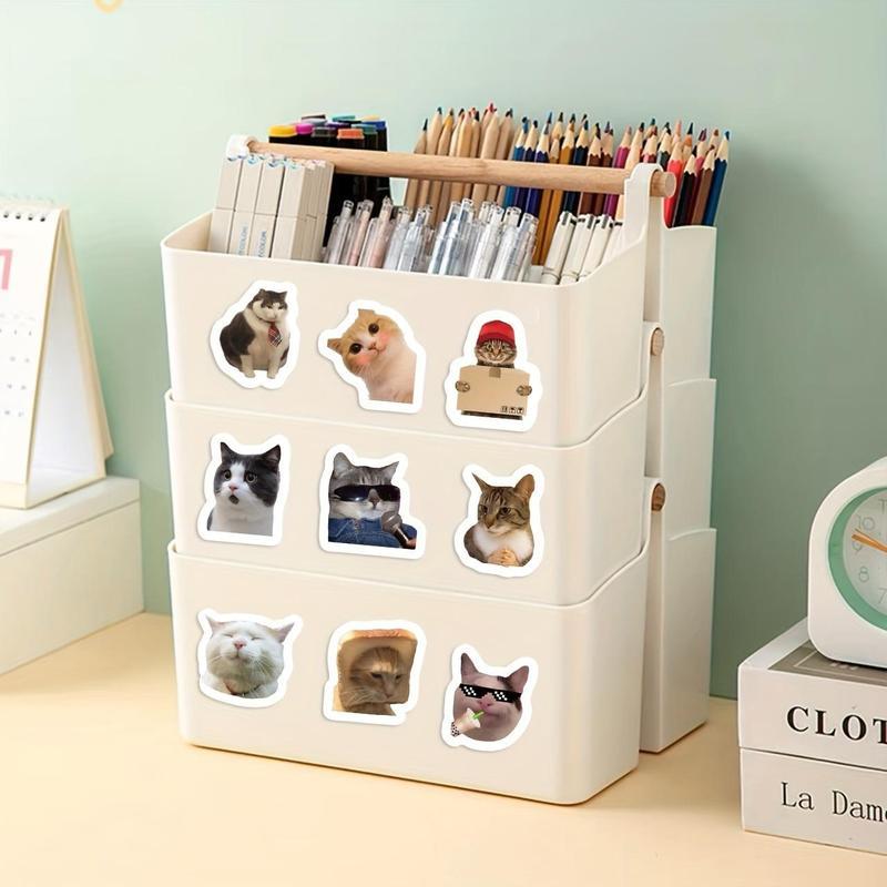 Cat Pattern Sticker, 500pcs/roll Cute Cat Face Expression Sticker, Self Adhesive Decorative Sticker for Gift Greeting Card & Envelope,Christmas Gift Label Sticker,