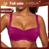 HSIA Starry Night Plus Size 4mm Lightly Padded Balconette Bra Glass Shimmer Fabric Lifting Support Underwire Bra U Shaped Smoothing Back Wider Cushioned Straps Sexy Demi Low Cut Plus Size Natural Push Up Add 0.5-1 Cup Effect