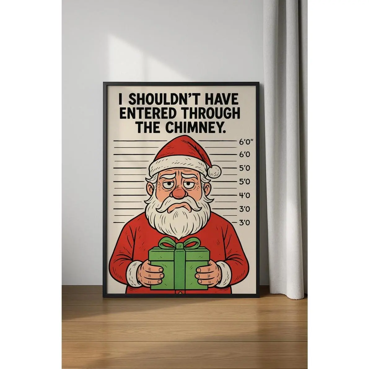 Funny Santa Mugshot Poster, Santa Claus Quote Art, Christmas Poster, Merry Christmas Print, Funny Retro Christmas Wall Art, Holiday Poster Christmas poster  [NO FRAMED]