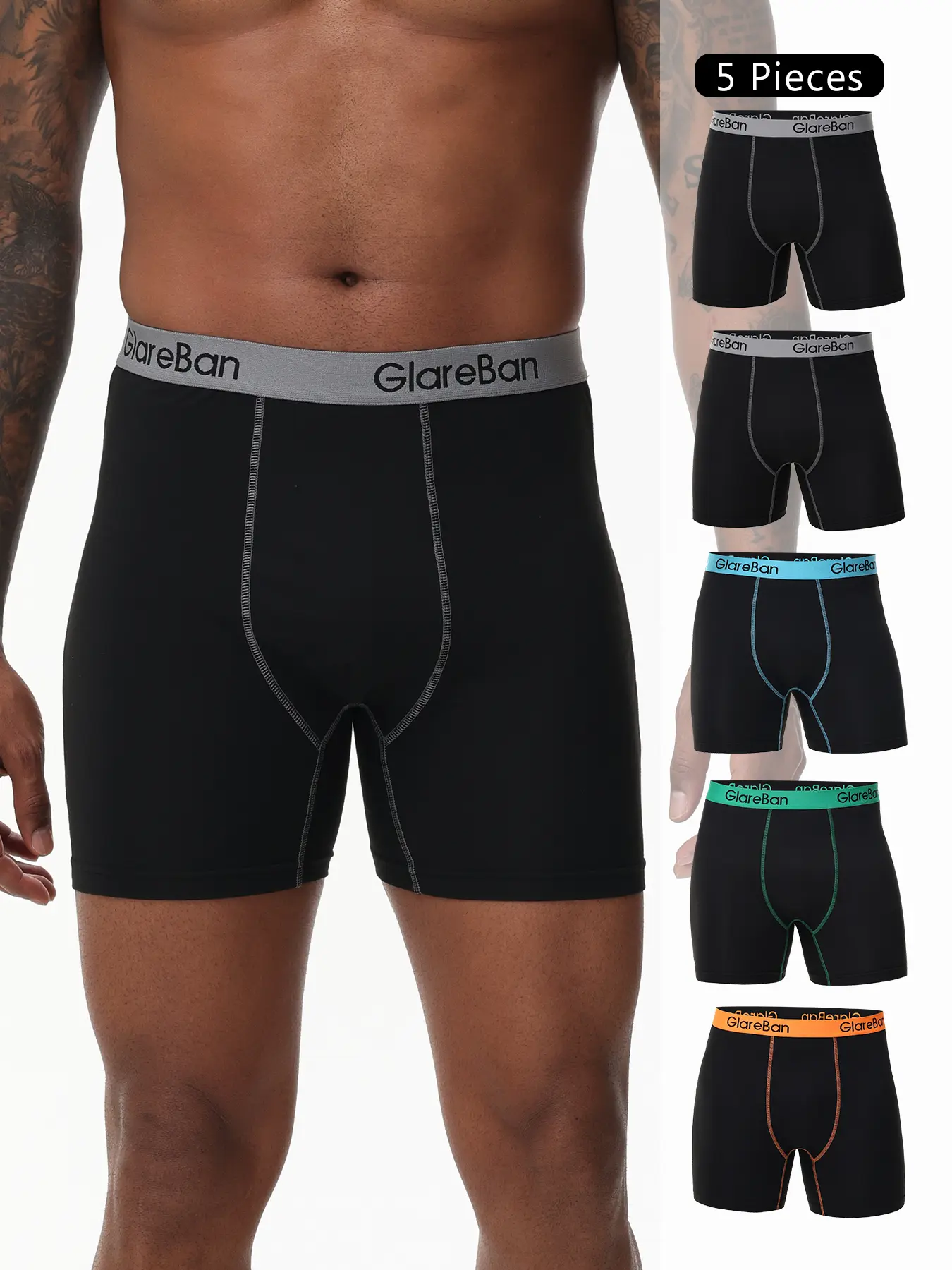 5pcs Men's Boxer Brief, Casual Comfy Breathable Underwear for Daily Wear, Men's Underwear for All Seasons, Athletic Sport Underwear, Sports Underwear, Breathable Undergarments