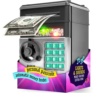 Piggy Bank for Boys Adults, Electronic ATM Coin Cash Bank with Password Code Lock and Auto Grab Bill Slot, Large Capacity Coin Bank Money Jar for Adults, Designed for All US Coins, Capacity 10000+