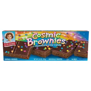 Little Debbie Cosmic Brownies, 6 Boxes, 36 Individually Wrapped Chewy Chocolate Brownie Snacks with Crunchy Candy Coating