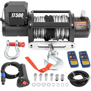 VEVOR Electric Winch, 10, 000 lb, 12V DC Truck Winch with 7/20 inx 65 ft Synthetic Rope Aluminum Fairlead Wireless Wired Remote Control, IP55 Waterproof for Towing Off - Road SUV Jeep Trailer BoatVEVOR Super Brand Day