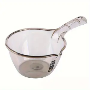 1pc Durable Plastic Water Scoop with Long Handle, Transparent Thick Design, Cutlery for Kitchen & Bathroom Use