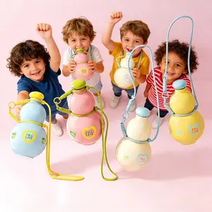 Gourd Water Bottle Large Capacity Tonton Cup High Appearance Outdoor Portable Daughter Child Student Big Belly Water Cup School Home Use with Colorful Designs and Adjustable Straps