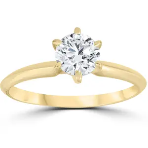 14k Yellow Gold 1ct Round Solitaire Diamond Engagement Ring
