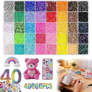 Multicolor 3mm Flatback Jelly Rhinestones 40000Pcs, Shimmer Gems with Tweezers Bedazzler Kit for Clothing Shoes Nail Make Up Book Diamond Nail Art, Ideal for Gift