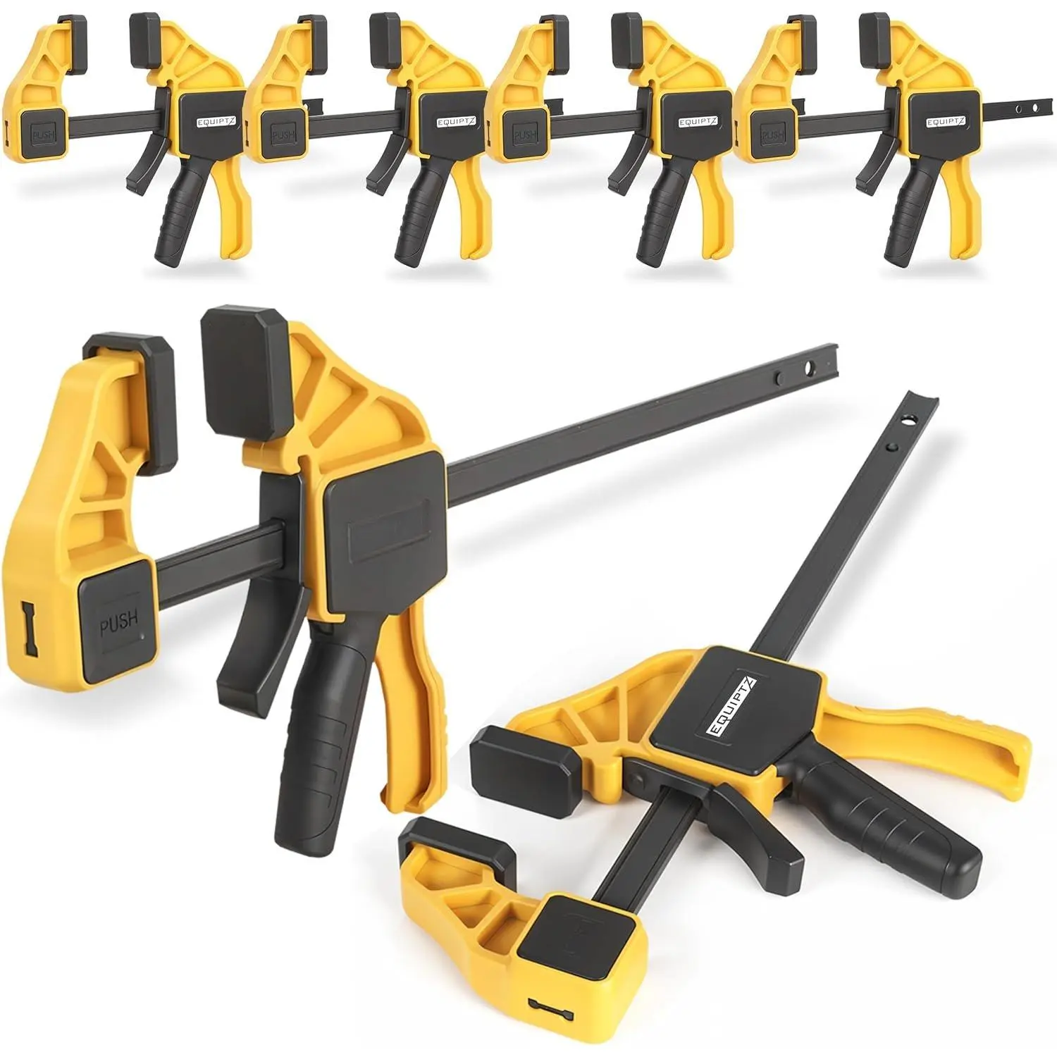 6 Pack Bar Clamps for Woodworking - 2 count 12" & 4 count 6" Quick Grip Clamps Set with 150 lbs Force -  Clamps for Gluing, Carpentry, DIY, and Metalworking (Combo Sizes, 6 Pack)