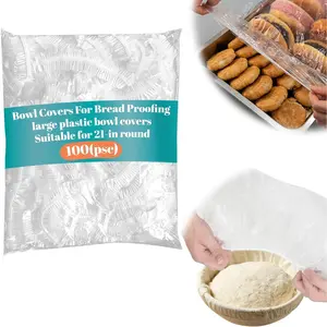 100  Plastic Bowl Covers for Proofing Dough, Fits Bowls up to 21 Inch, Baking Pan Covers, Elastic Plastic Bowl Covers for Baking Pans/Pizza Dough Proofing Baking Supplies Accessories.