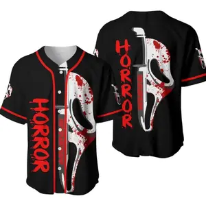 Ghostface Scream Horror Movie Baseball Jersey Shirt Halloween Gift for Fan, Gift For Him, Gift For Her, Timeless Appeal, Simple