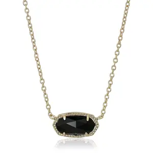 Kendra Scott Signature Elisa Gold Plated Black Glass Pendant Necklace - 4217711235