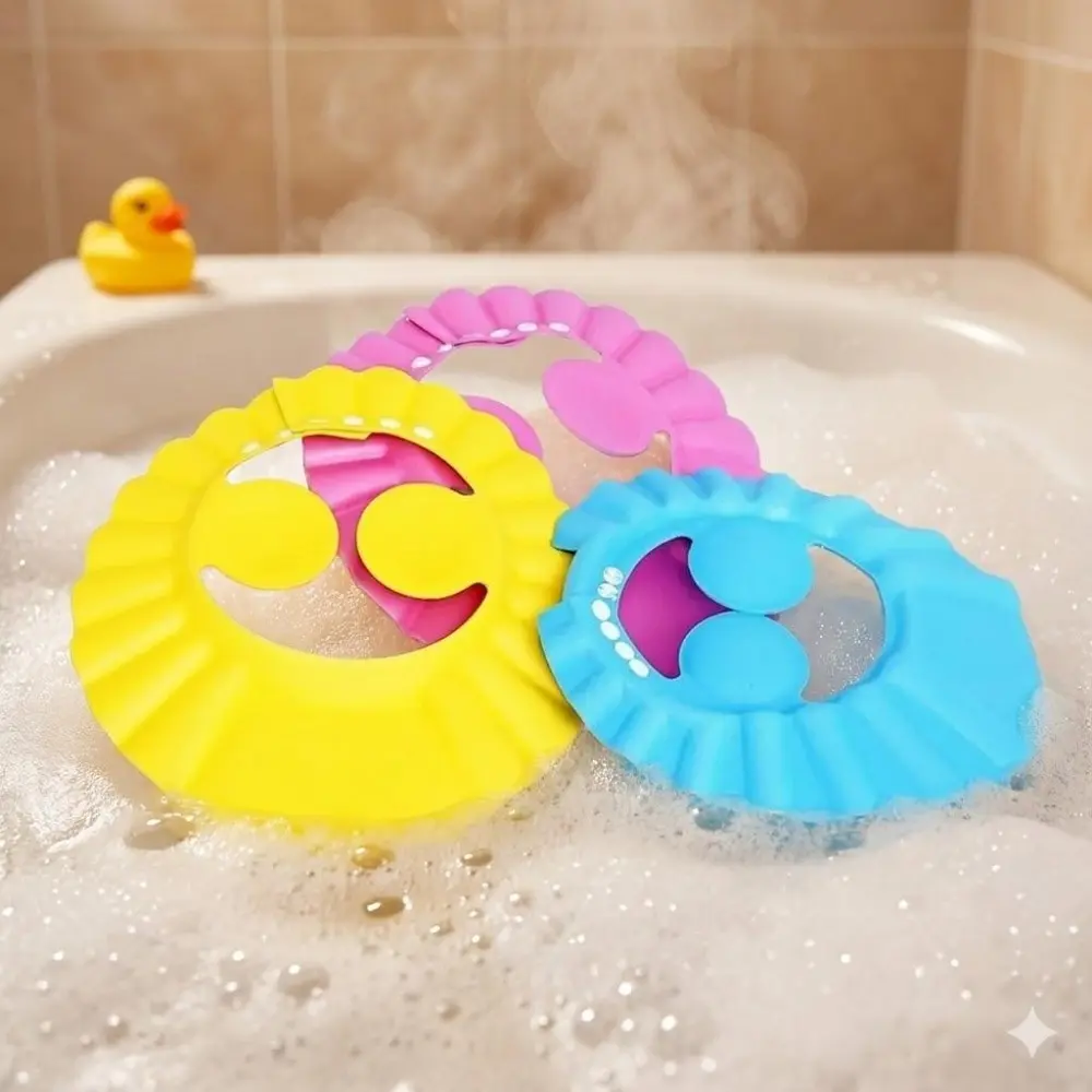 Baby Shower Cap, Adjustable Waterproof Bath Hat with Ear Care Protection, Soft Silicone Reusable Infant Washing Headgear, Thick Hypoallergenic Material for Sensitive Skin, Anti-Choking Design Kids Bathing Accessory