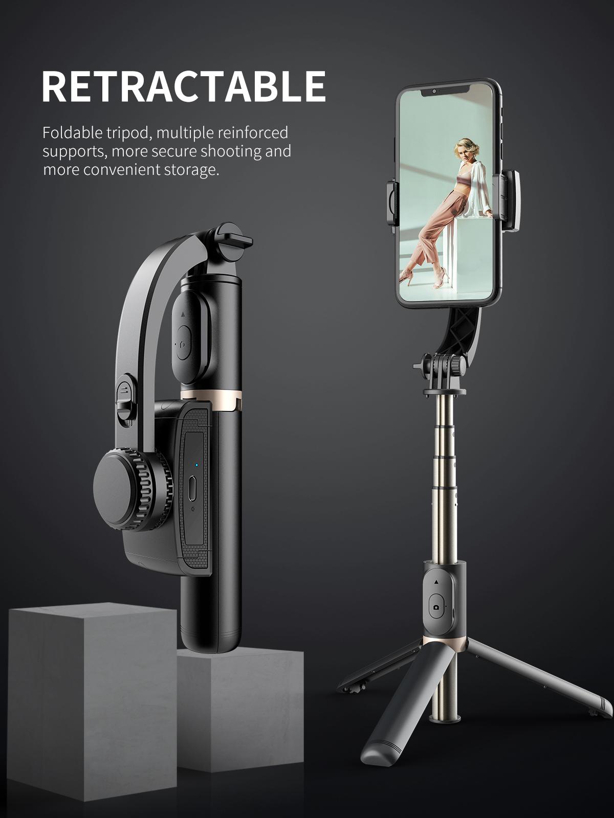 Handheld Gimbal Smartphone Bluetooth Handheld Stabilizer with Tripod Selfie Stick Folding Gimbal Android & Iphone