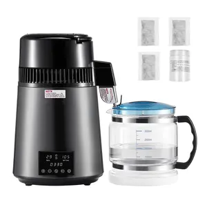 4L Water Distiller For Home Countertop Use, 750W Purifier Machine With Stainless Steel And Glass Construction, Distillation System For Purity And Safety, Removes Contaminants And Odors, Quiet, Easy Setup, Compact Kitchen Appliance