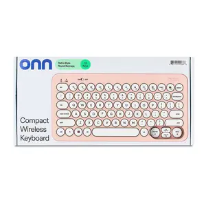 Onn. HOPRL100122491 Backlit Mini Wireless Office Keyboard with USB Receiver, Pearl Blush Pink