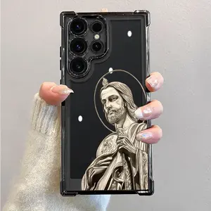 Jesus Christ Pattern Clear Phone Protective Case, Anti-drop Phone Protector Cover, Phone Accessories Compatible withPhone Case For S22 S23 S24 S25 FE ULTRA PLUS EDGE pad mobile phone protective case #SMYGSJDYS66