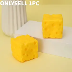 5cm Creative Fluid Cube Cheese Squishy Toy, Simulated Slow Rebound Stress Relief Toy