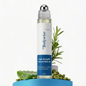 Be Bodywise Advanced Hair Density Roll-On Serum 25 ml | 5% Saw Palmetto, 3% Rosemary, 1% Caffeine Herbasome & 3% Fenugreek | Scalp Serum for Reduced Hair Fall | Men & Women