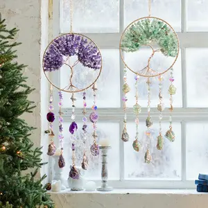 Handmade Crystal Sun Catcher, Rainbow Maker with Tree of Life Design, Home Garden and Courtyard Window Decoration Pendants, Perfect Christmas, Valentine's Day, Mother's Day Gifts for Indoor and Outdoor Decoration, Home Decor Ornaments