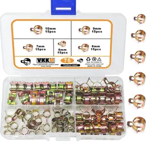 VKKM 75/90Pcs Fuel Spring Clip Set 6mm-16mm Carbon Steel Hose Clamps for Fuel Oil Water Pipe Tube Clamps Durable and Easy to Use