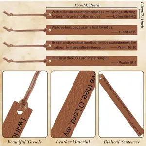 Package of 5 Christian Gifts – Elegant Brown Leather Bible Bookmarks (20 Styles)