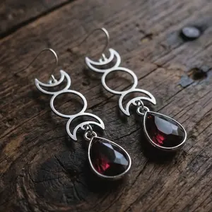 Triple Moon Goddess Earrings | Handcrafted Boho Jewelry
