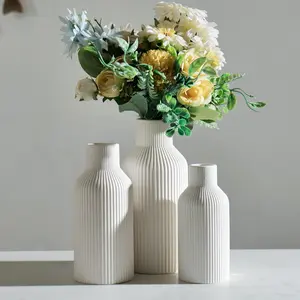 Modern Striped Ceramic Vase Set, Non-Slip Washable Design, Perfect for Living Room Bedroom Office Table Decor, Ideal Wedding Art Gift