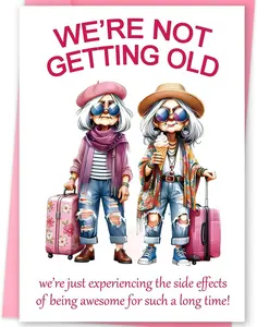 FANCYLUCKY Women's Aging Humor Greeting Card, Funny Birthday Gift with Printed Inner Message & Envelope for BFF, Office Stationery Supplies