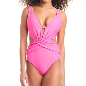 Bar III Womens Draped Monokini Swimsu Candy Kiss One-Piece Swimsuit Swimwear