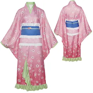 Demon Slayer: Kimetsu no Yaiba cosplay costume of the pink kimono from Ganruji Temple, Ganruji Temple kimono Halloween costume